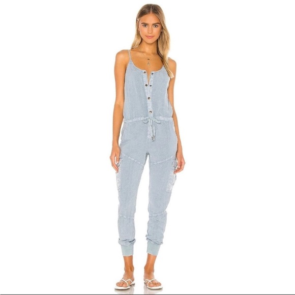 REVOLVE Young Fabulous and Broken Kaia Jumpsuit in Blue Stone Potassium Wash - Picture 3 of 8